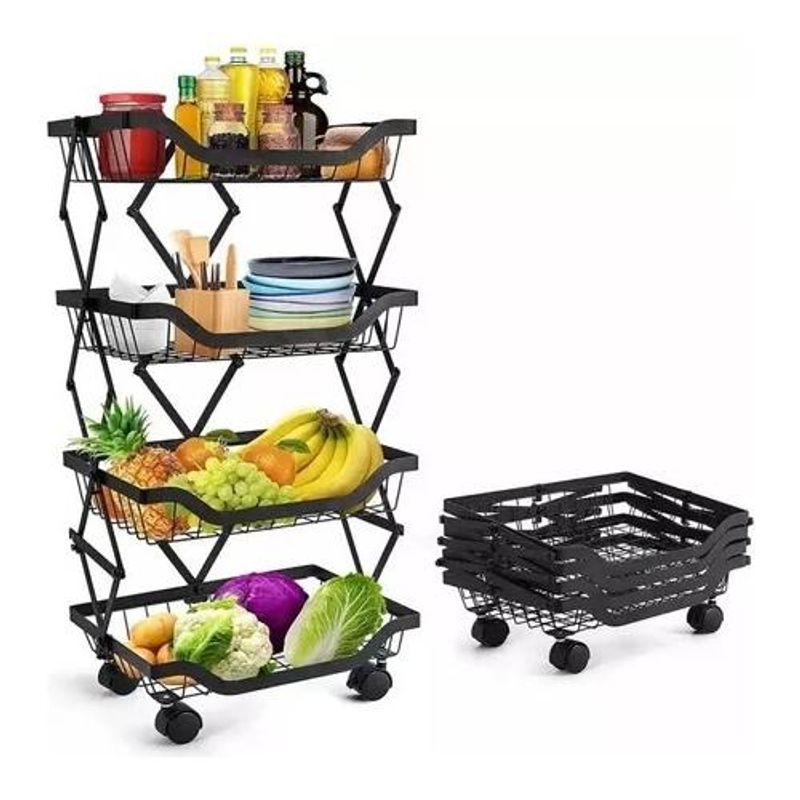 GENERICO - Carrito Organizador Rodante de Cocina 4 Niveles de Metal