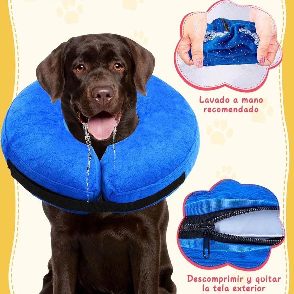 GENERICO - Collar Inflable Isabelino para Recuperación de Mascotas