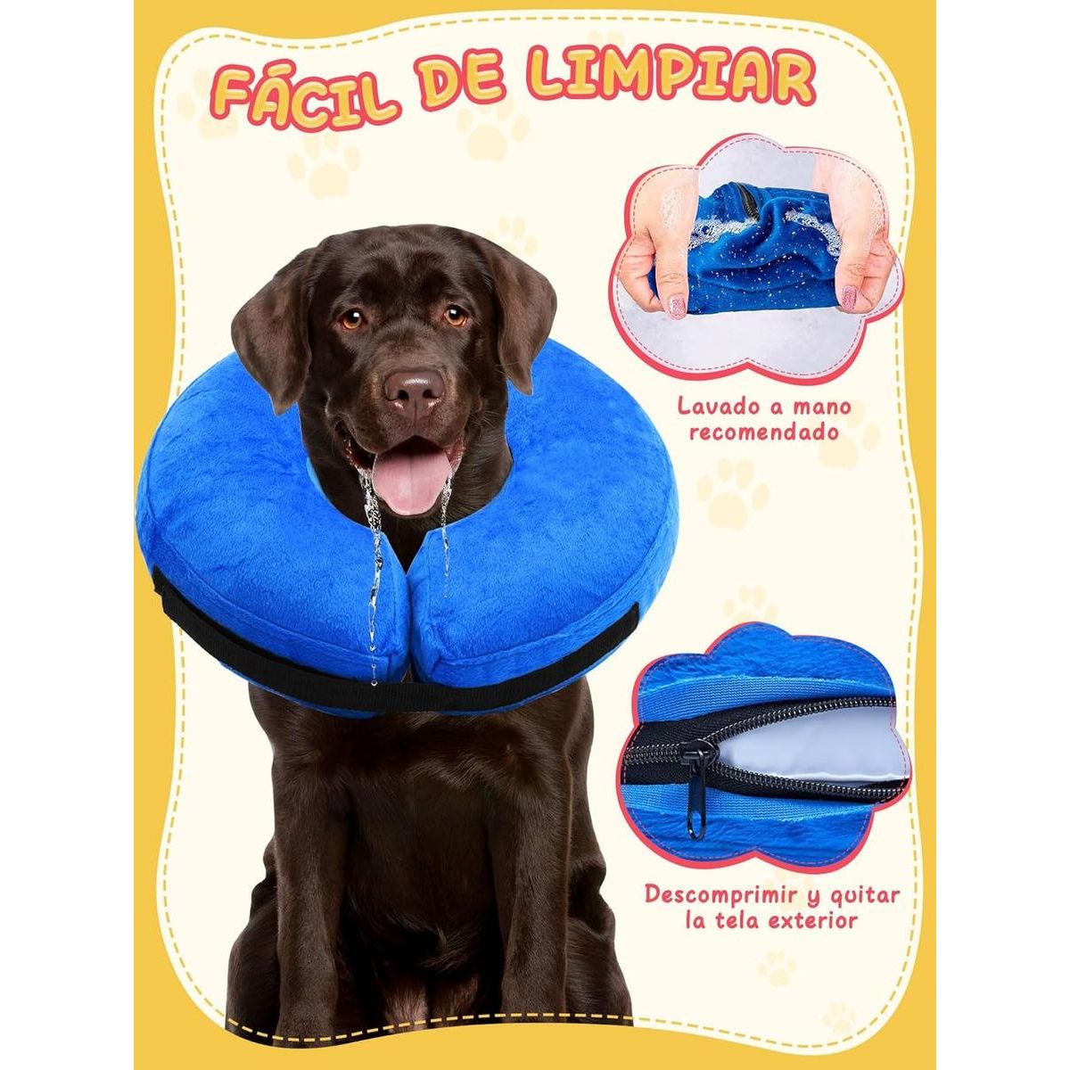 GENERICO - Collar Inflable Isabelino para Recuperación de Mascotas