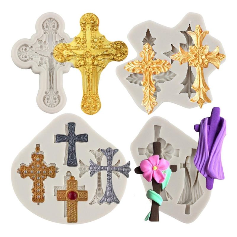 GENERICO - Molde de Silicona para Cruz de Bautismo - Pack de 4 Piezas