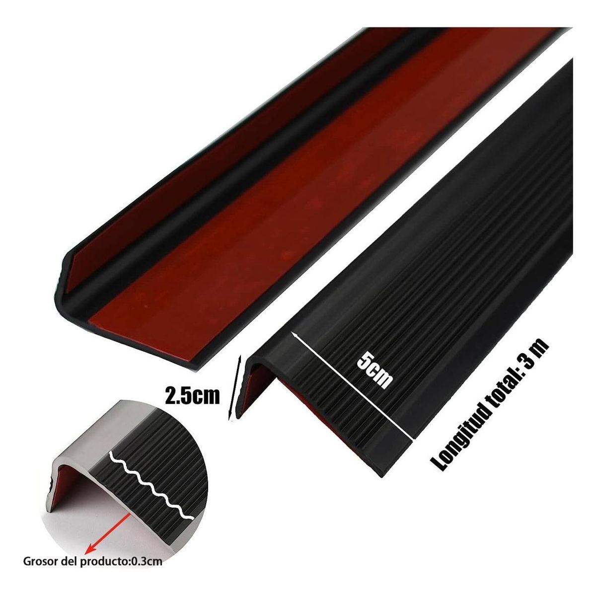 GENERICO - Protector Antideslizante de Caucho para Escaleras 3m