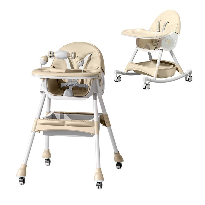 MUNDO ONLINE - Silla Comer Mecedora 2 En 1 Bebe Reclinable Safe Baby Beige
