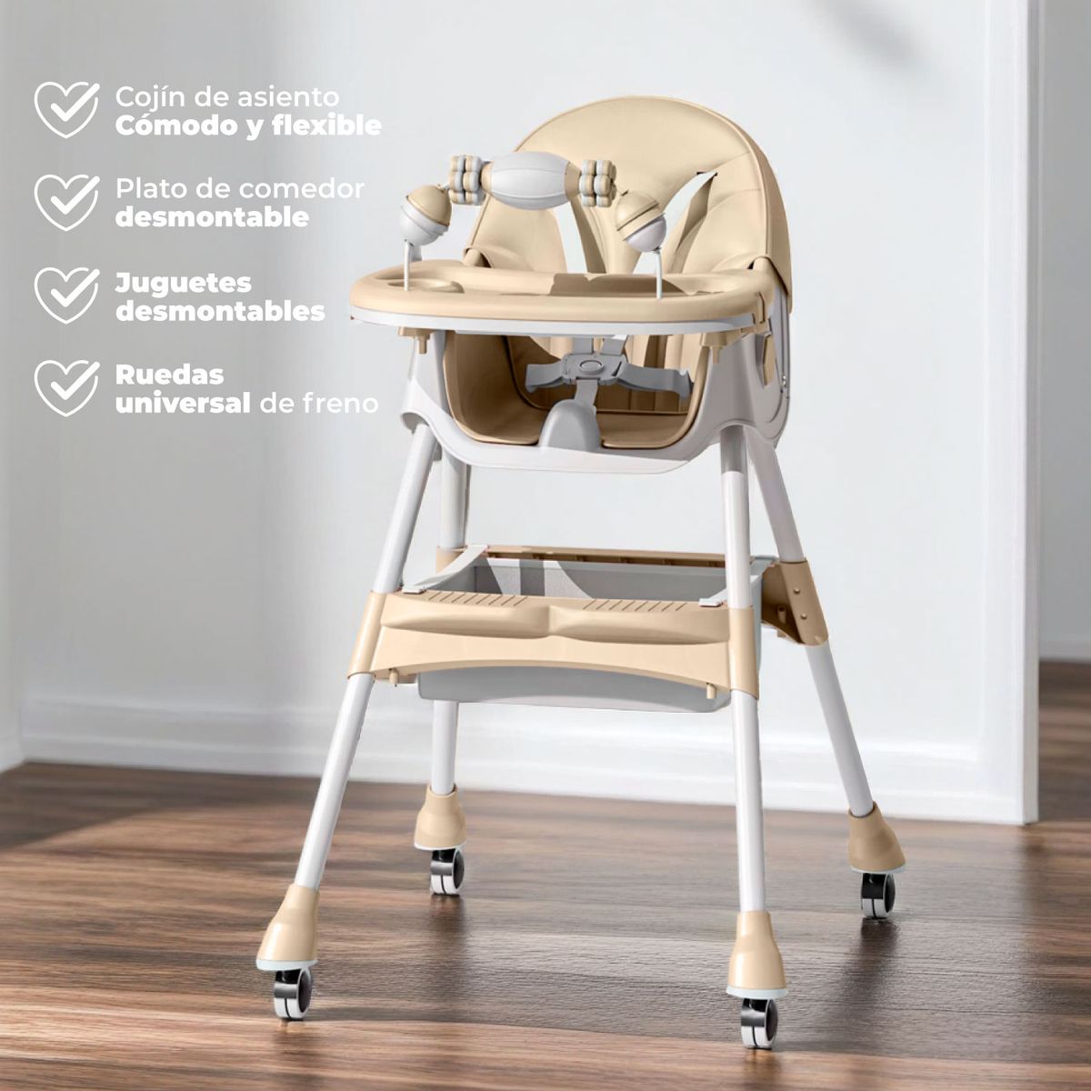 MON PETIT - Silla Comer Bebe Doble Altura Safe Baby Mecedora Reclinable