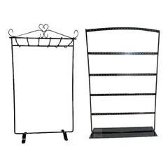 GENERICO - Soporte Metal Negro para Aros y Cadenas Práctico y Elegante