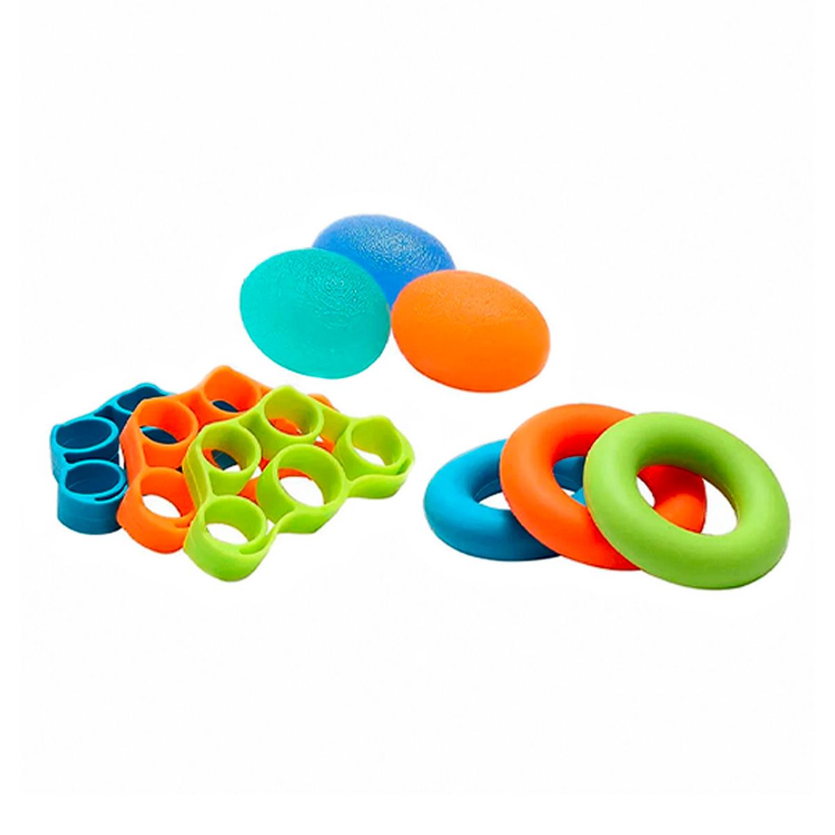 GENERICO - Kit Masaje Terapia Dedos 9 - Flexion Huevos Anillos - SR02507