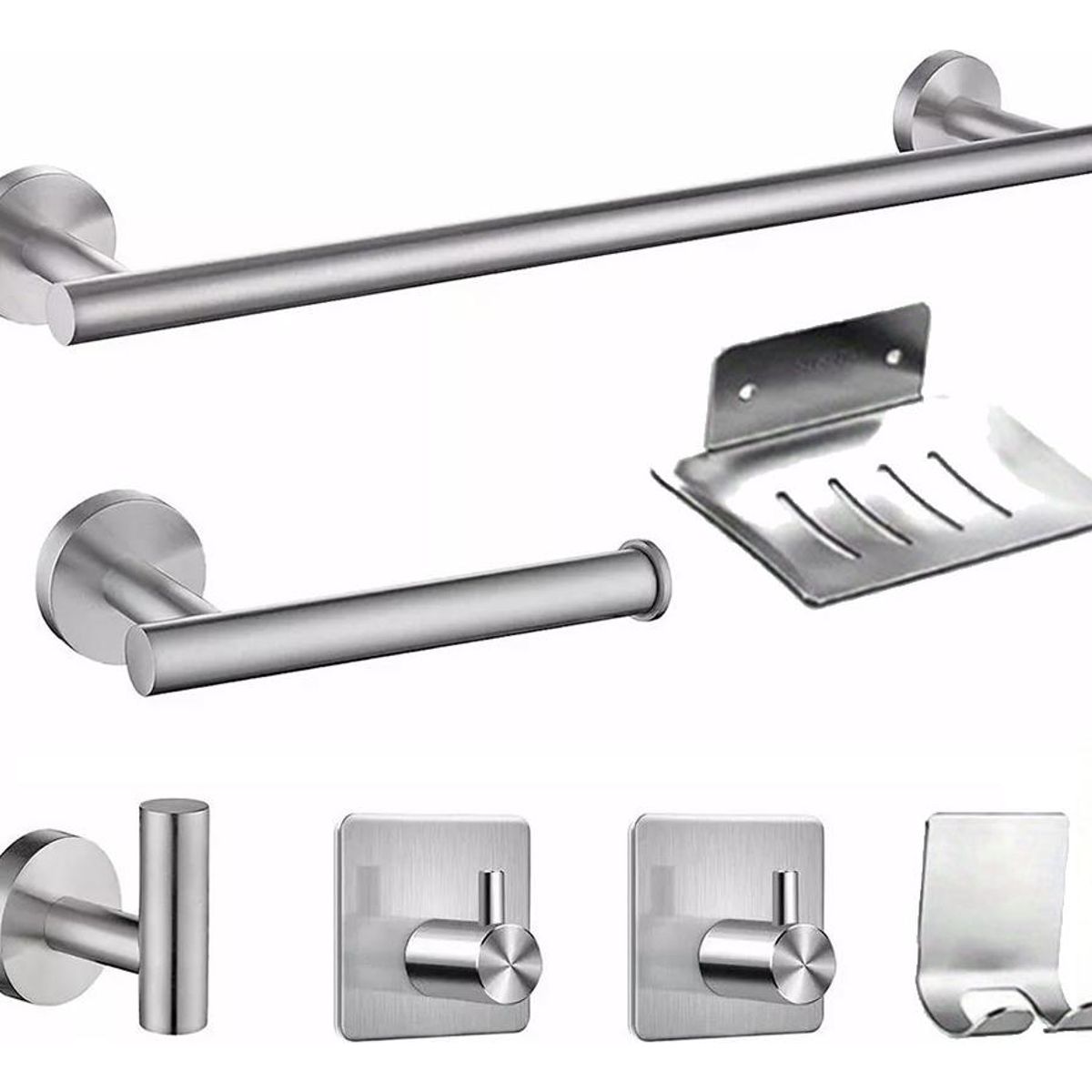 GENERICO - Juego de 7 Accesorios de Baño en Acero Inoxidable Moderno