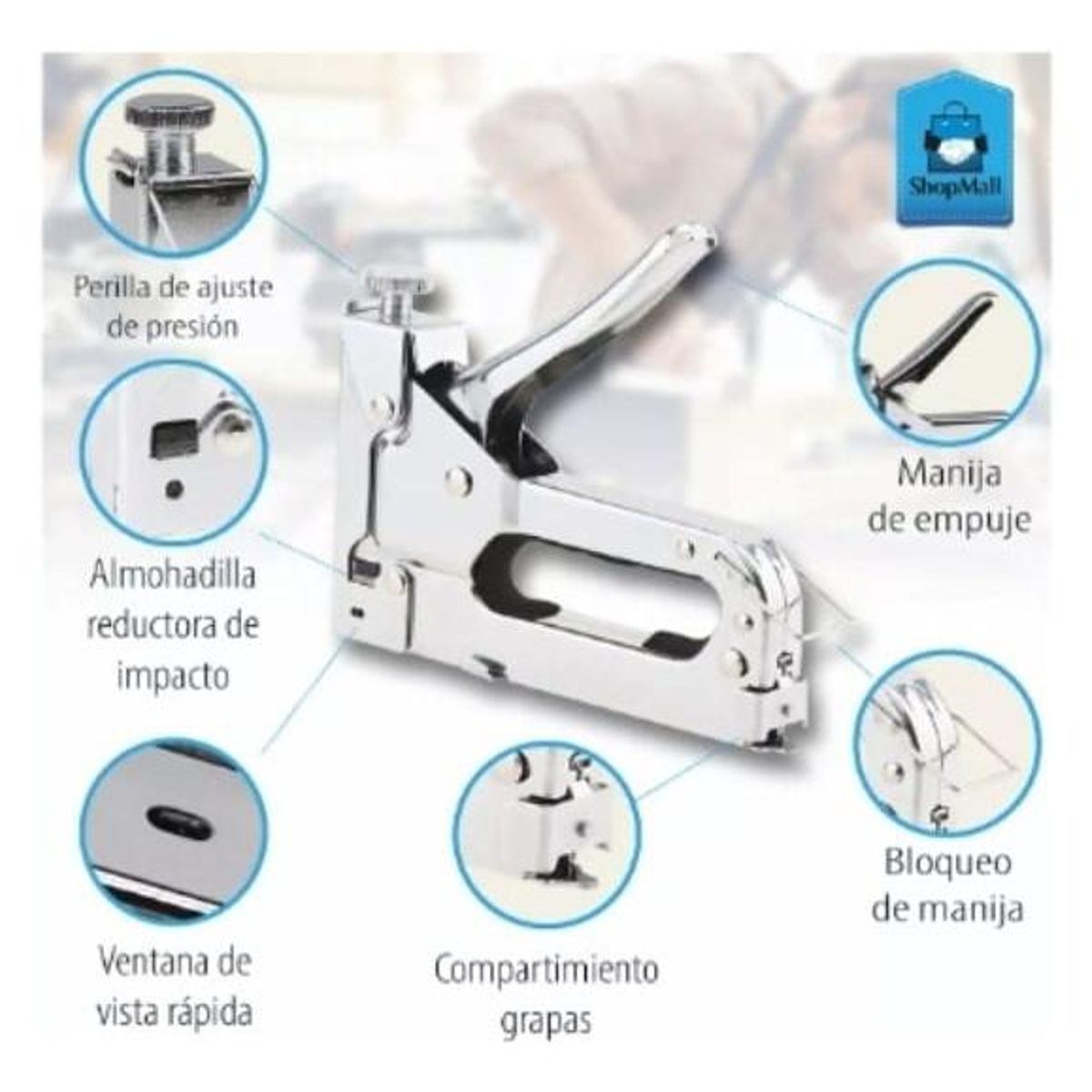GENERICO - Engrapadora Manual Multifuncional de Acero para Tapicería