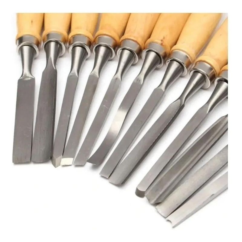 GENERICO - Set de 12 Gubias para Tallado en Madera con Estuche de Cuero