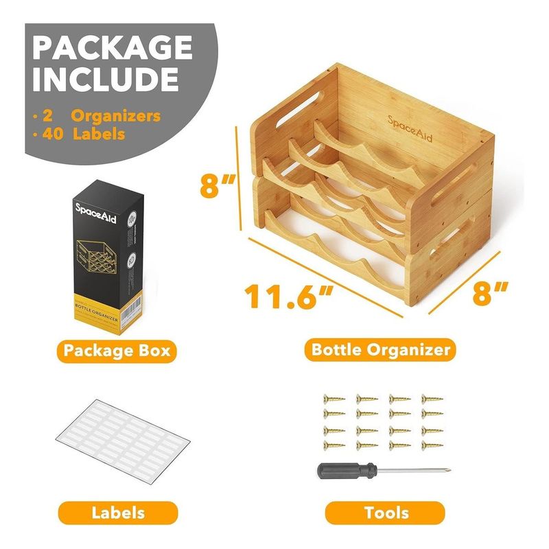 GENERICO - Organizador apilable de botellas de bambú para cocina