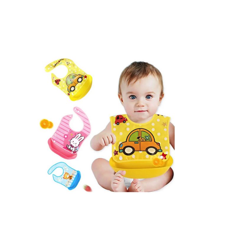 GENERICO - Baberos silicona bebe con recipiente Diseño niña