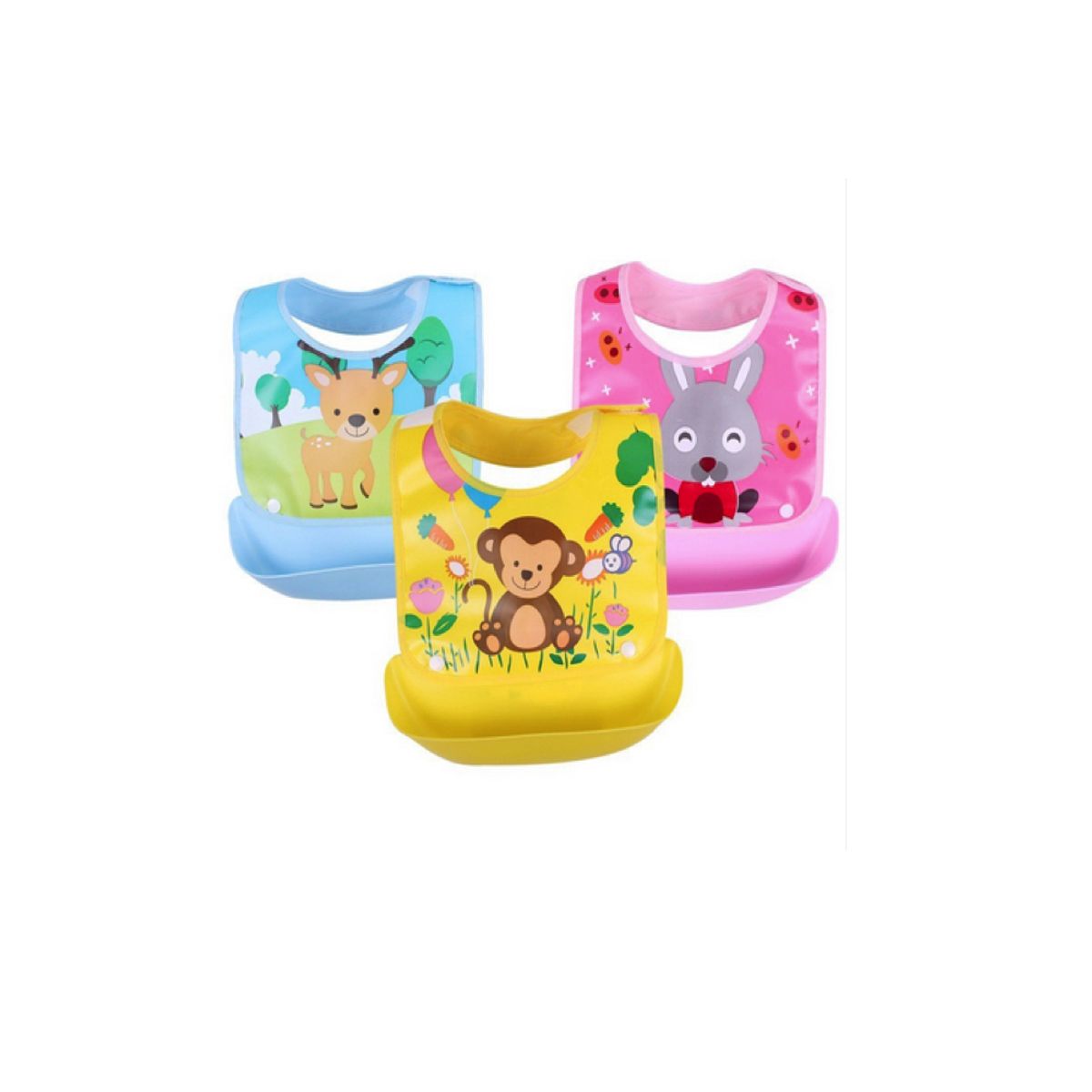 GENERICO - Baberos silicona bebe con recipiente Diseño niña