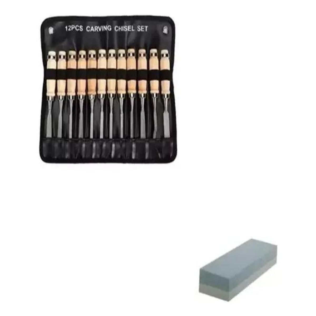 GENERICO - Set de 12 Gubias de Madera con Piedra para Afilar