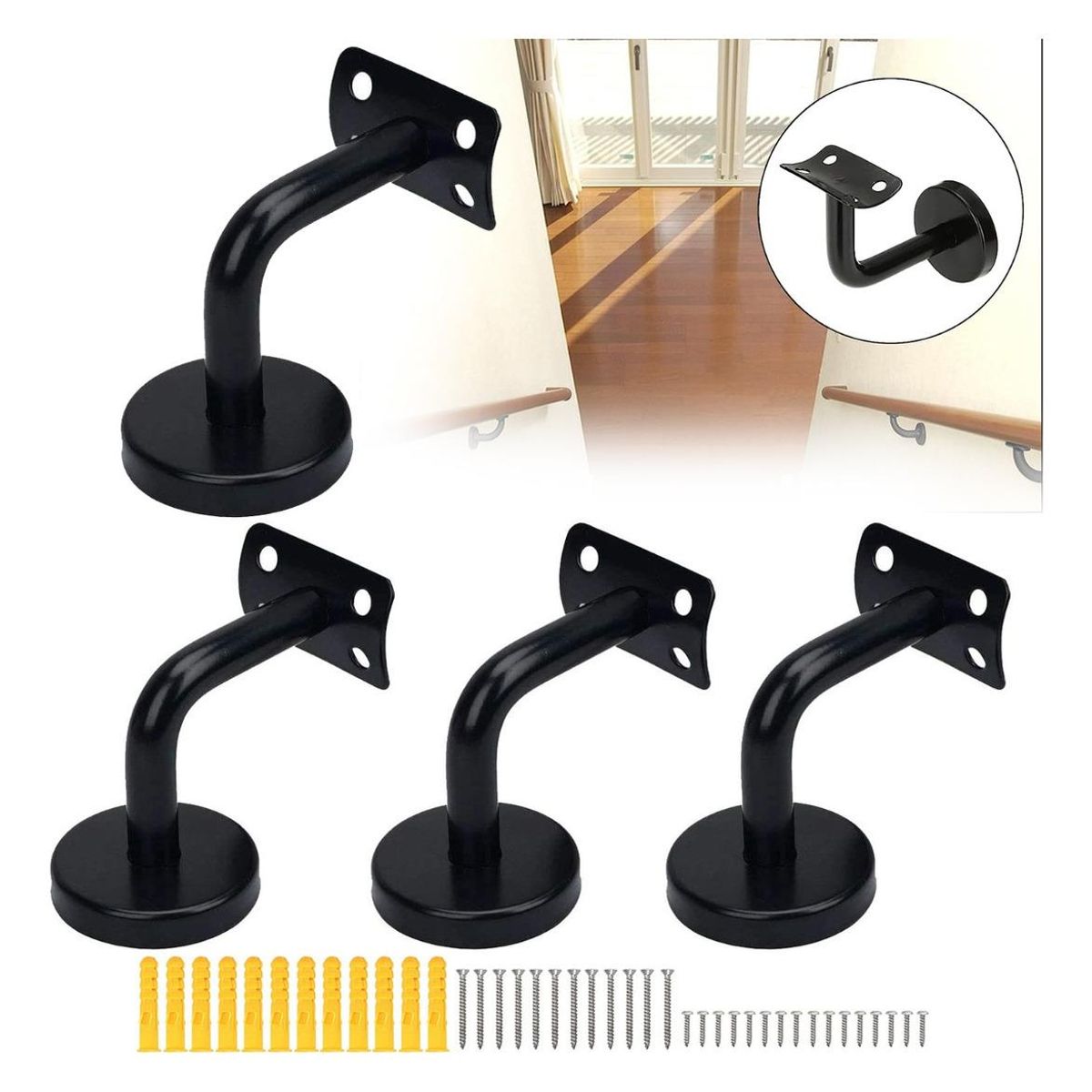 GENERICO - Soporte de Acero Inoxidable para Barandilla de Escalera 4Pcs