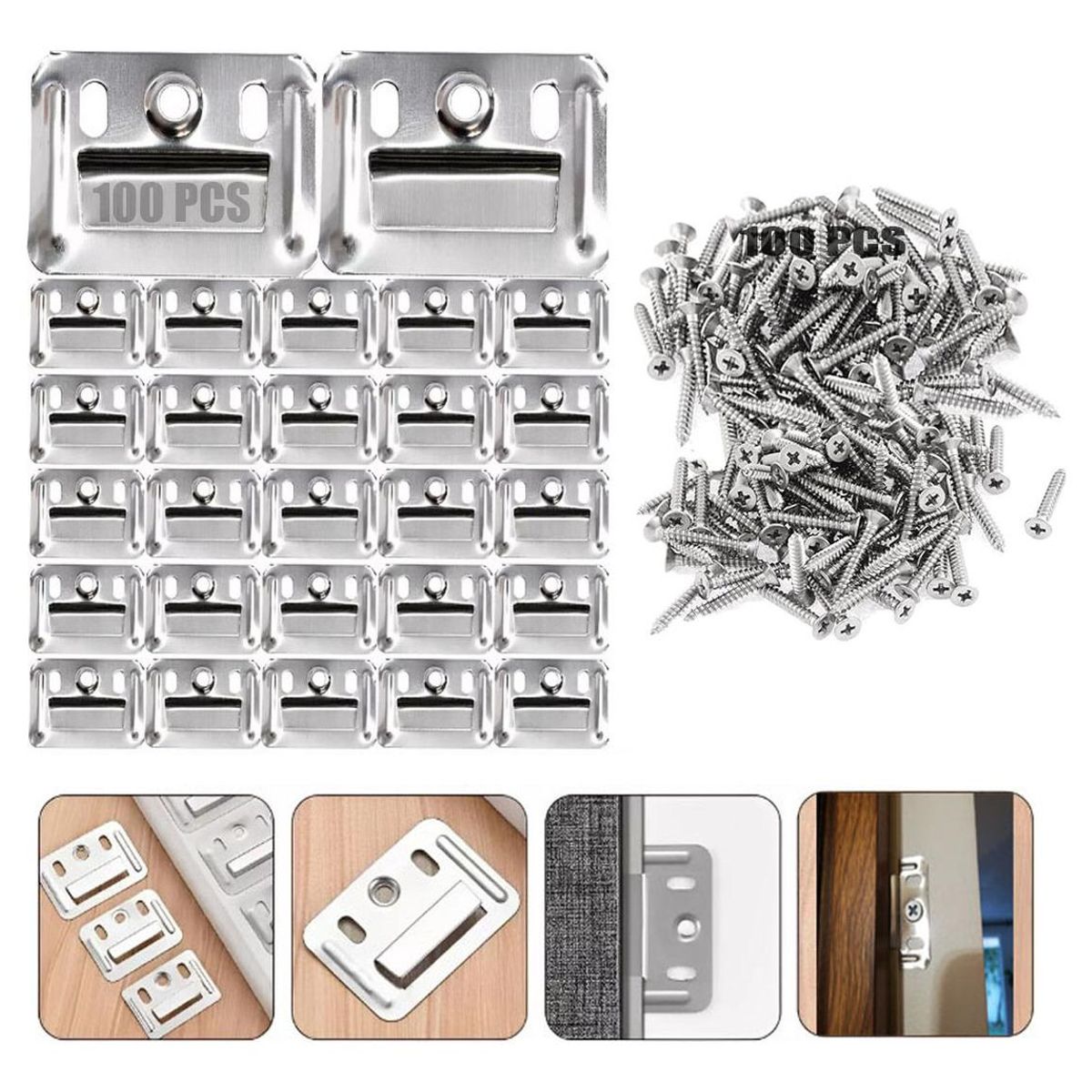 GENERICO - Kit de Clips y Tornillos para Montaje de Paneles PVC