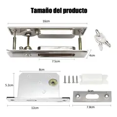 GENERICO - Cerradura Doble Cara para Puerta Corredera con Llaves