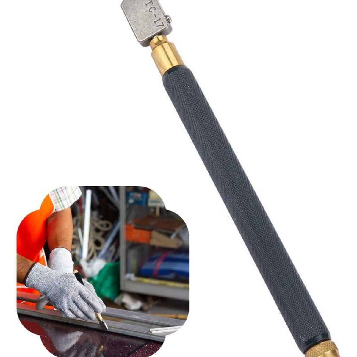 GENERICO - Cortador Profesional de Vidrio con Cabezal de Carburo