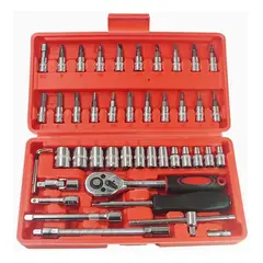 GENERICO - Juego Versátil de Llaves y Dados 46 Piezas de Acero