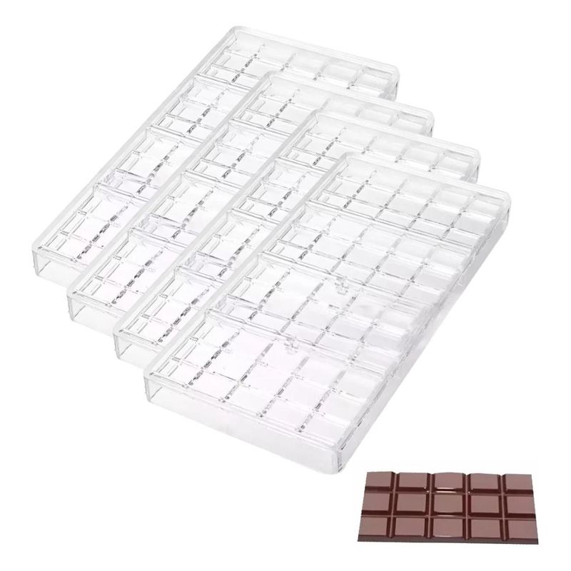 GENERICO - Moldes de Policarbonato para 4 Barras de Chocolate Deluxe