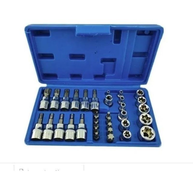 GENERICO - Set Completo de Dados Torx Estrella Hembra y Macho 34 Pzs