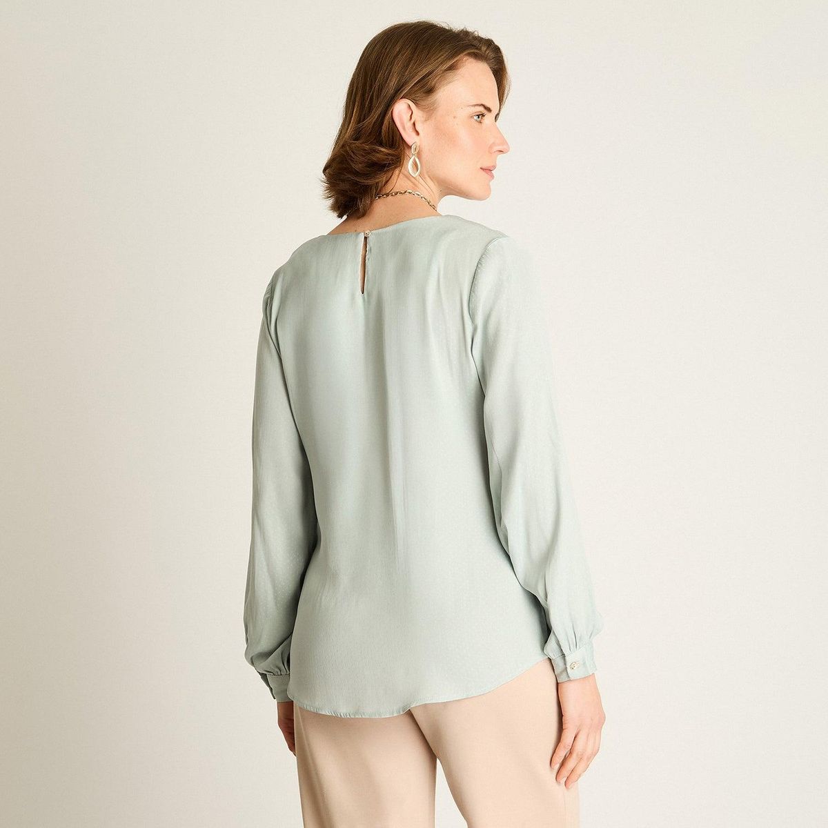 LORENZO DI PONTTI - Blusa Menta Cuello en V