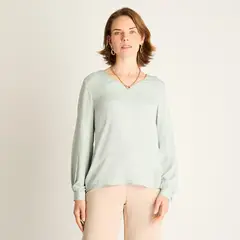 LORENZO DI PONTTI - Blusa Cuello V Mujer Menta