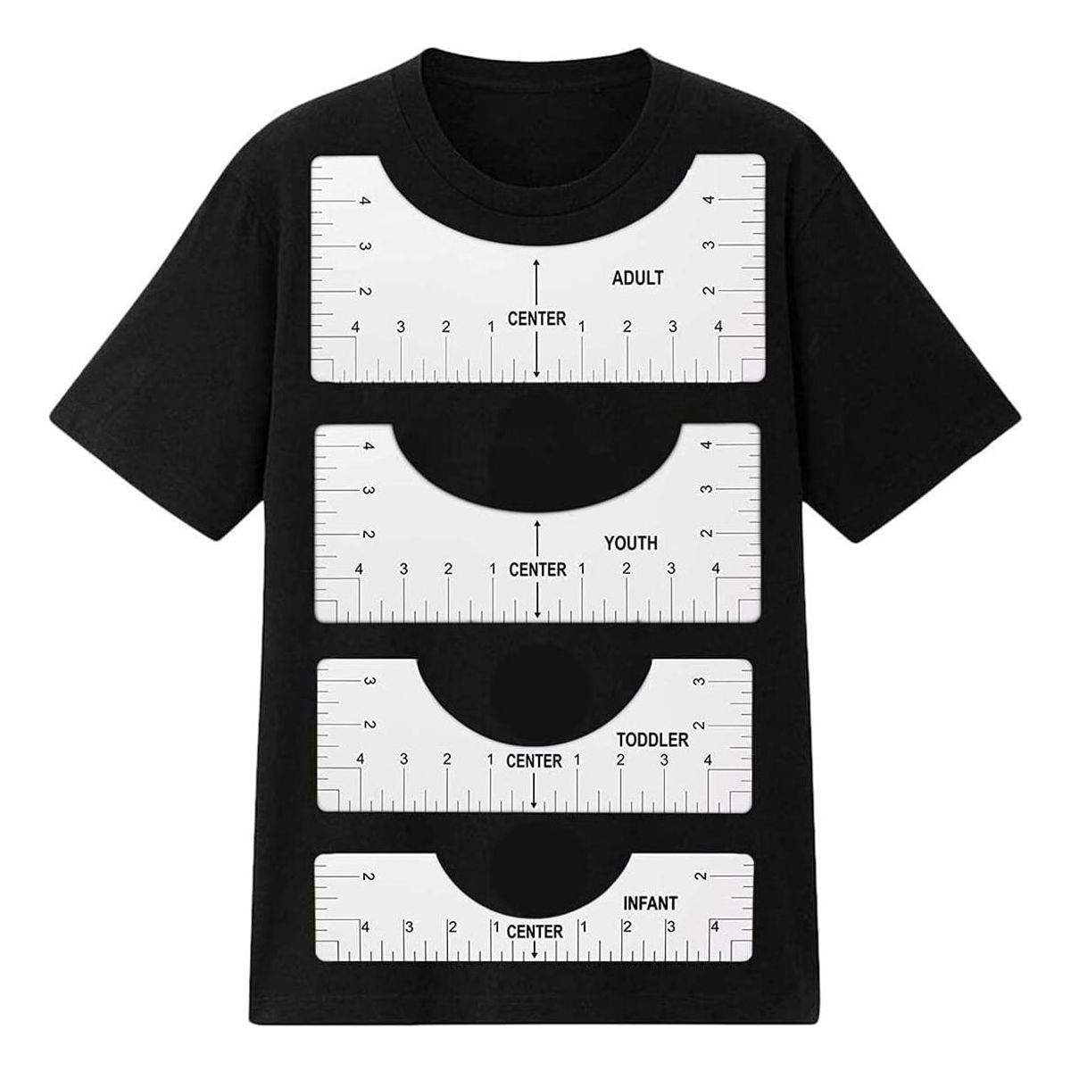 GENERICO - Reglas de Alineación para Camisetas Set de 4 Piezas PVC