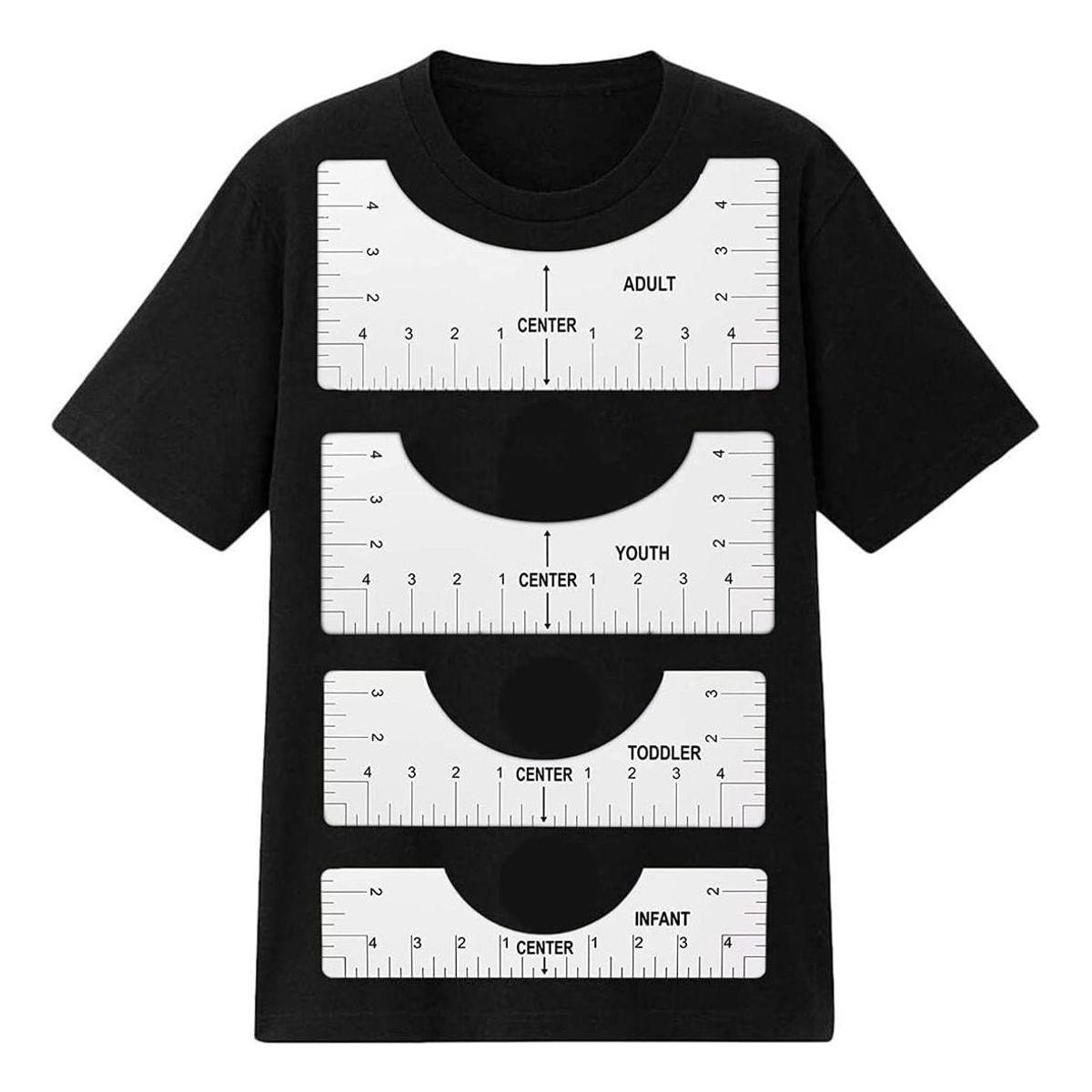 GENERICO - Reglas de Alineación para Camisetas Set de 4 Piezas PVC