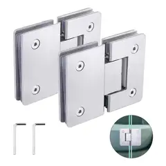 GENERICO - Bisagras de Acero Inoxidable 180° para Puertas de Vidrio