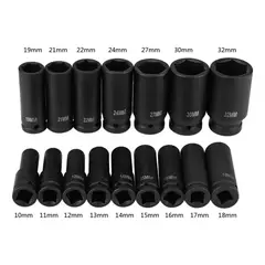 GENERICO - Juego de Dados de Impacto para Mecánica 16 Piezas 10-32mm