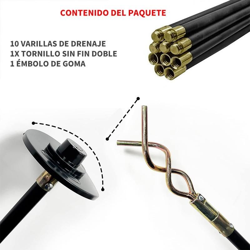 GENERICO - Varillas de Drenaje Industrial para Limpieza de Alcantarillado