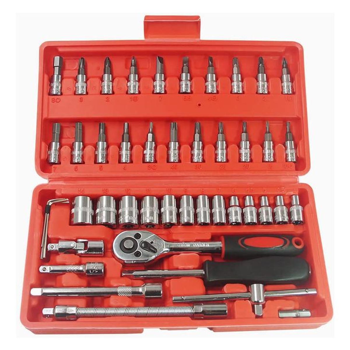 GENERICO - Juego de Llaves y Dados 46 Piezas de Acero Ergonómico