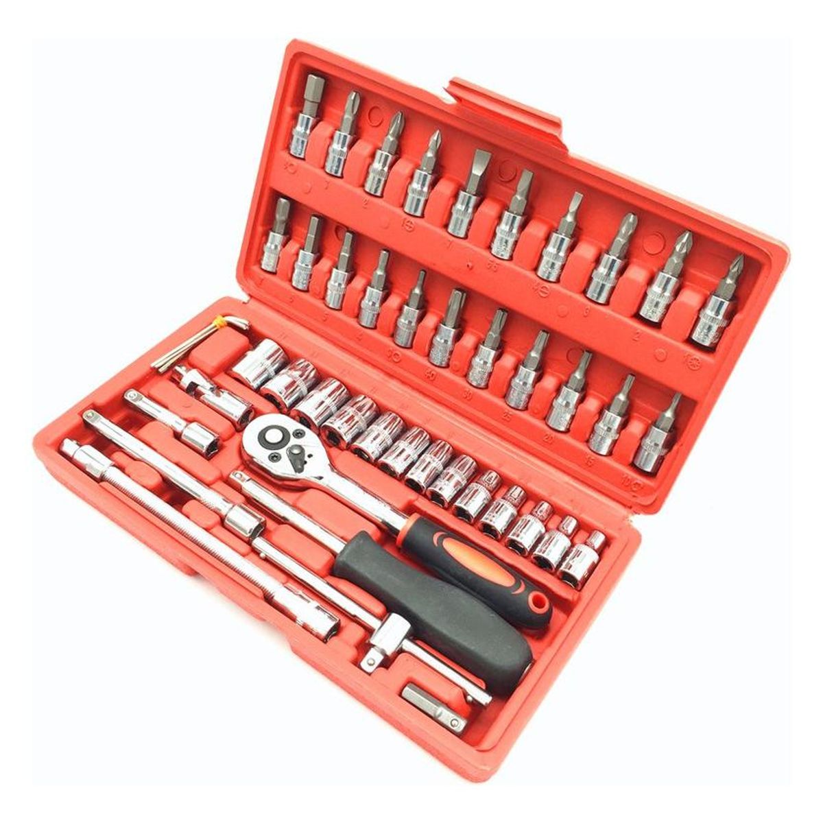 GENERICO - Juego de Llaves y Dados 46 Piezas de Acero Ergonómico