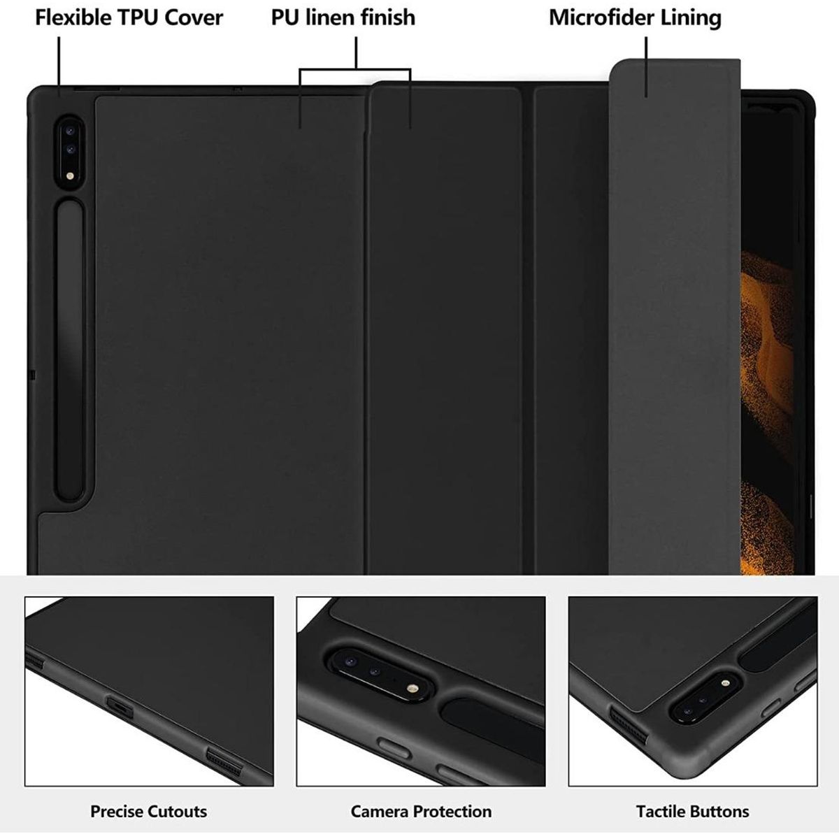 GENERICO - Funda Protectora con Soporte y Porta Lápiz para Galaxy Tab S