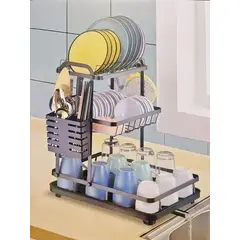 GENERICO - Organizador Escurridor de Loza 3 Niveles con Porta Vaso