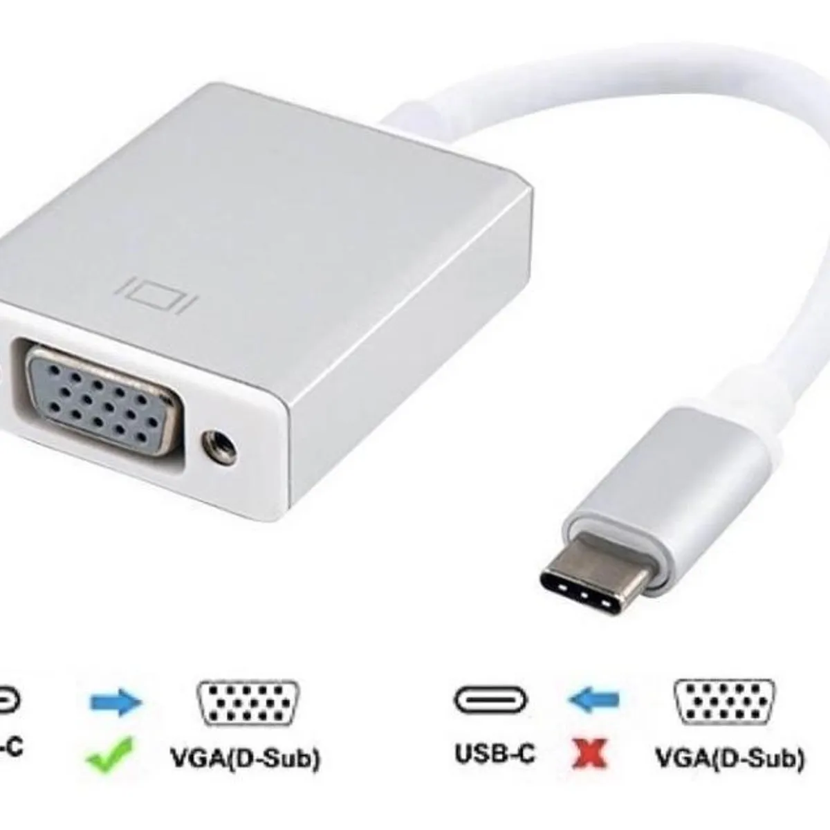 GENERICO - Adaptador USB-C a VGA para conectar monitores y proyectores