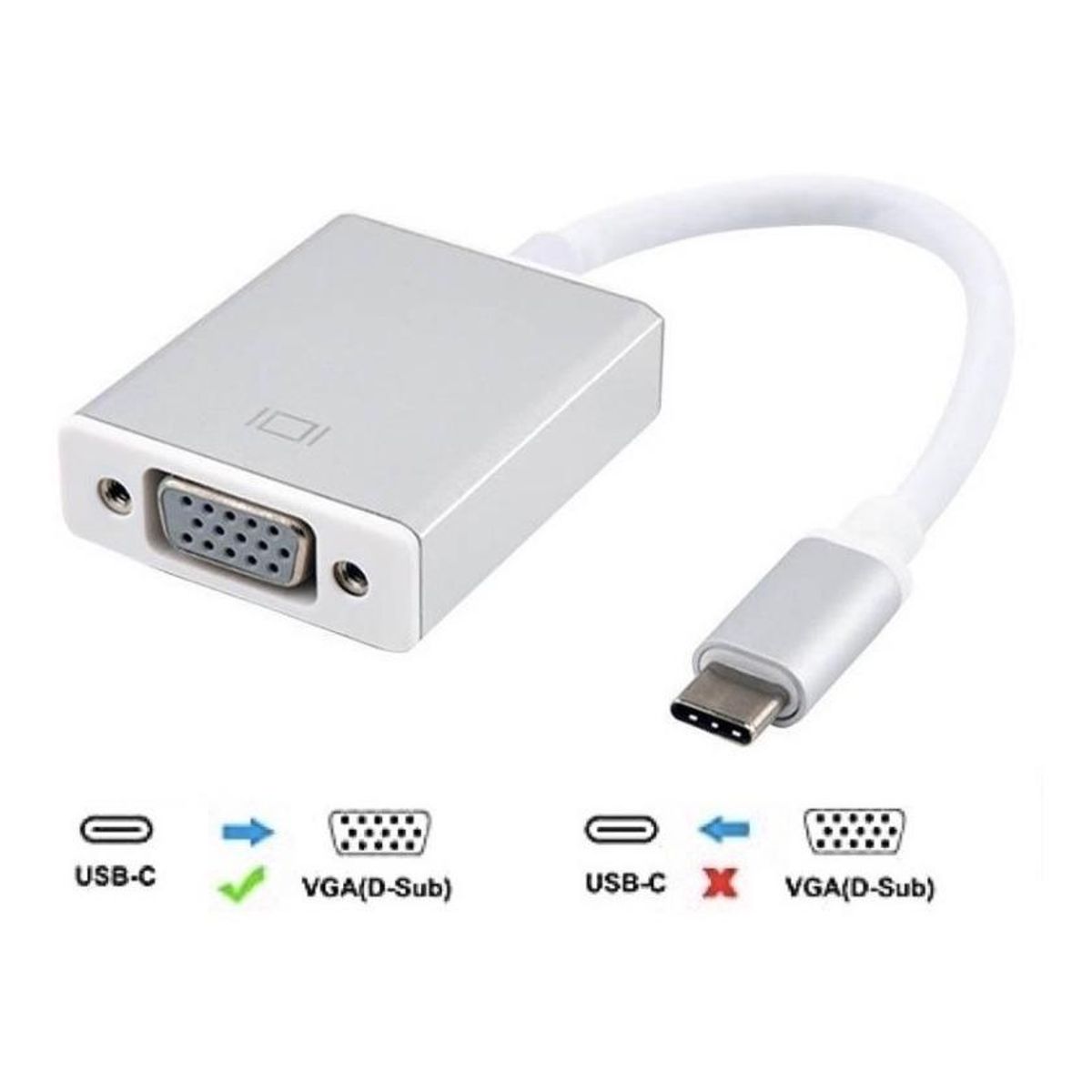 GENERICO - Adaptador USB-C a VGA para conectar monitores y proyectores