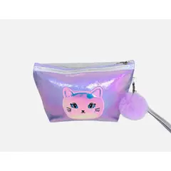 GENERICO - Cosmetiquero Gatito Colorido con Pom Pom para Belleza