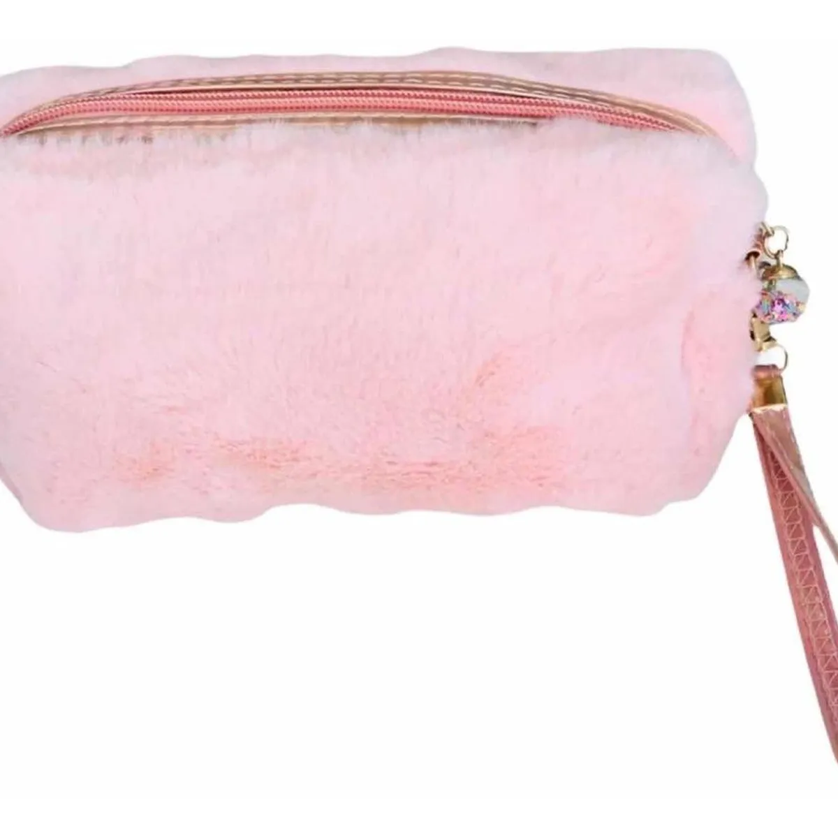 GENERICO - Neceser de Peluche Damasco Ideal para Cosméticos o Accesorios