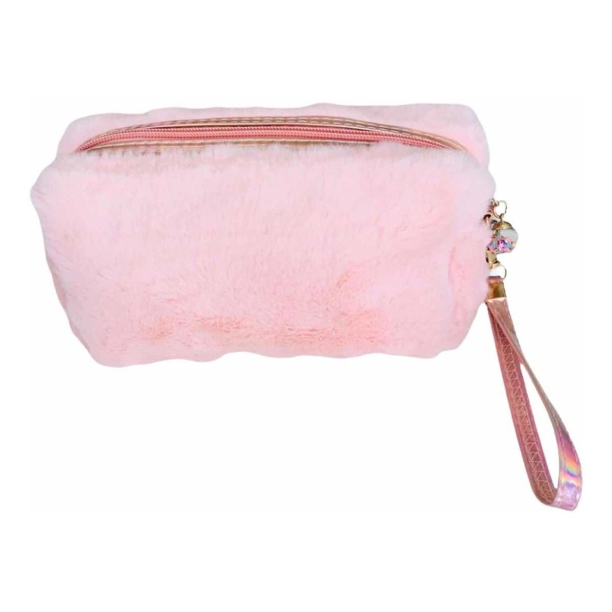 GENERICO - Neceser de Peluche Damasco Ideal para Cosméticos o Accesorios