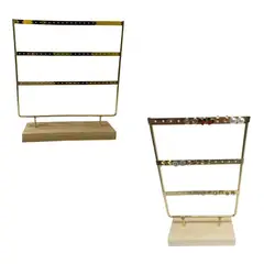 GENERICO - Exhibidores Dorados de Metal para Aros y Collares en Madera