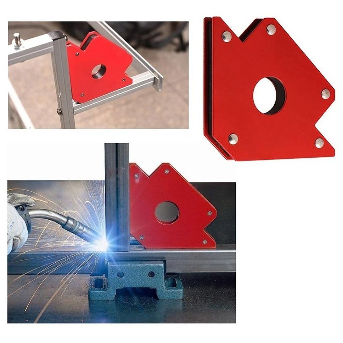 GENERICO - Set de 4 Escuadras Magnéticas y Escuadra Rápida 90°