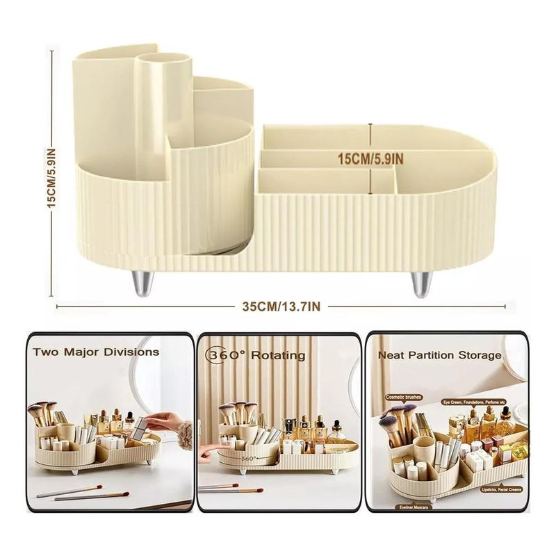 GENERICO - Organizador Giratorio de Maquillaje con Soporte para Brochas