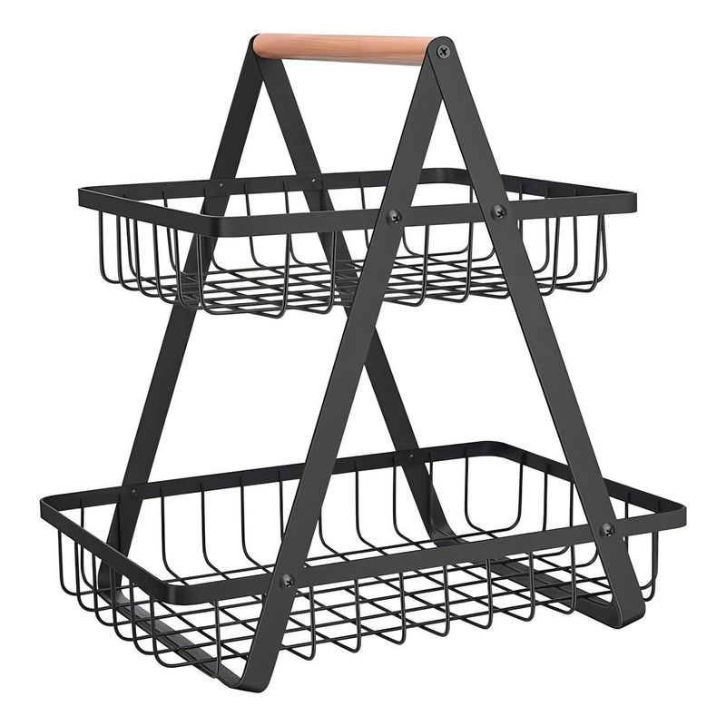 GENERICO - Estante Organizador de Frutas y Verduras en Negro 2 Niveles