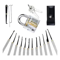 GENERICO - Kit de Ganzúas y Candado Transparente para Aprendizaje Cerrajero