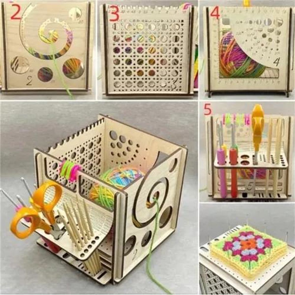 GENERICO - Cuenco de Madera Artesanal para Almacenar Lana y Tejer