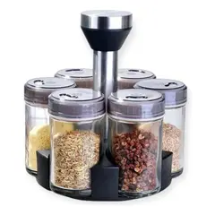 GENERICO - Organizador Giratorio de Especias con 6 Tarros de Vidrio