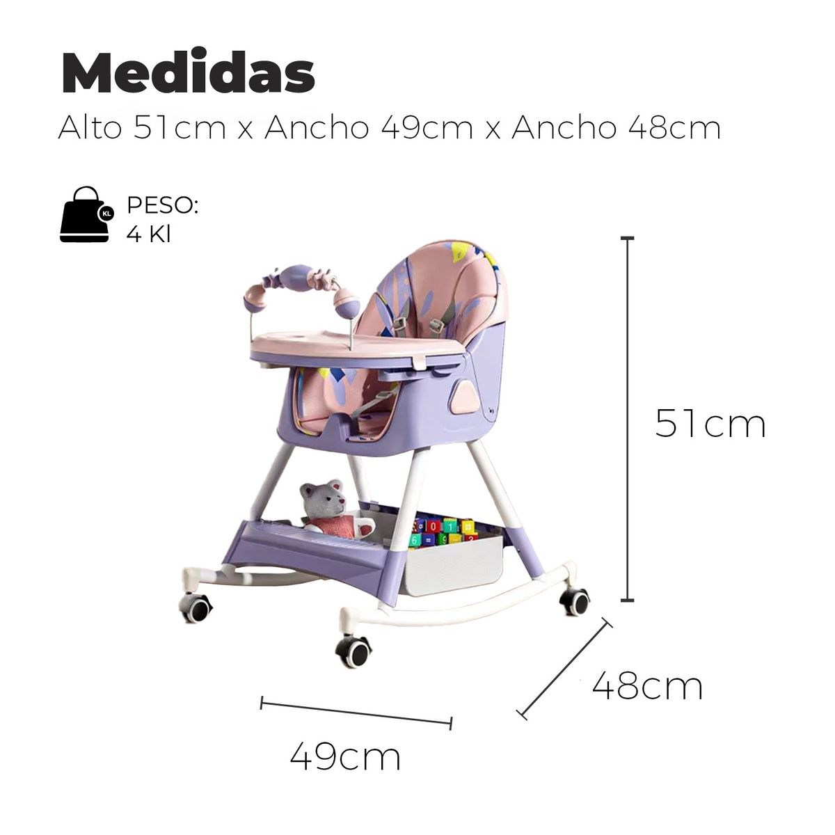 MUNDO ONLINE - Silla Comer Bebe Doble Altura Safe Baby Mecedora Reclinable