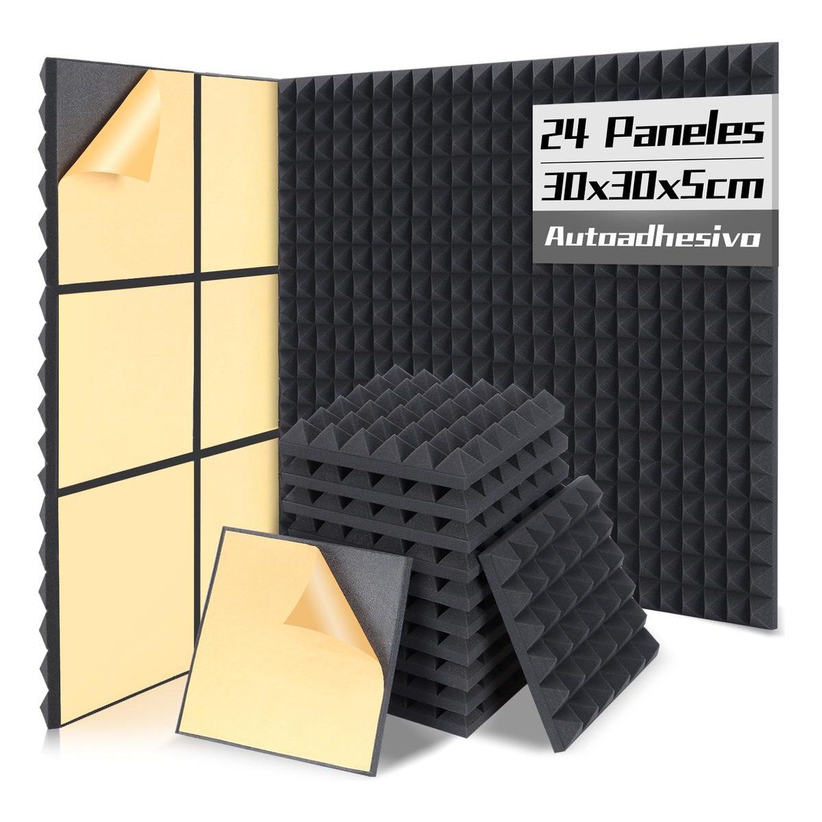 GENERICO - Paneles Acústicos Autoadhesivos Piramidales para Aislamiento