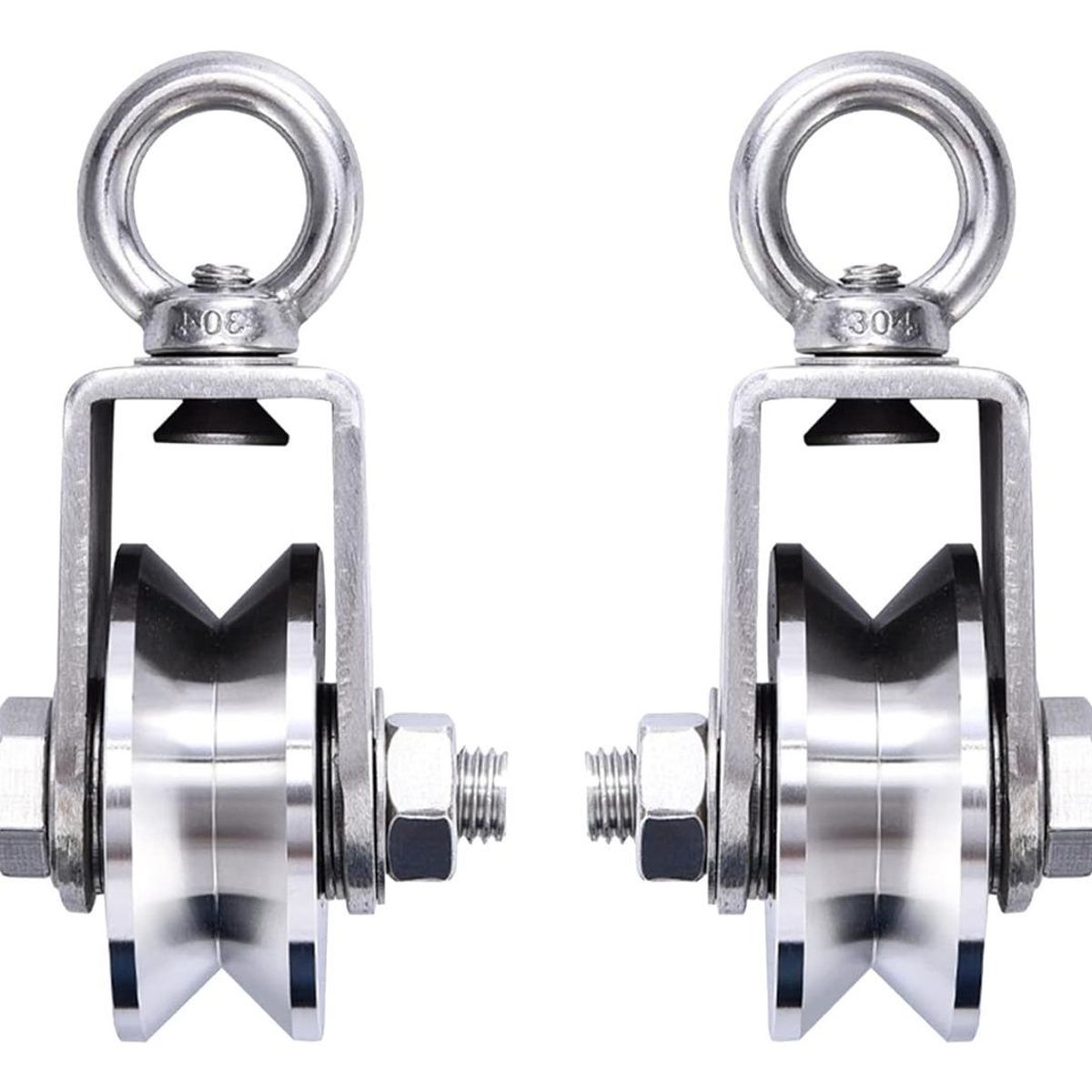 GENERICO - Poleas de Acero Inoxidable con Rodamientos y Giro 360°