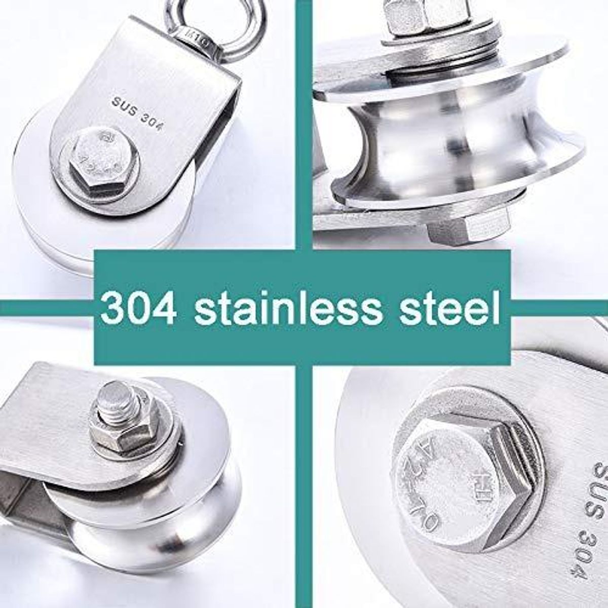 GENERICO - Poleas de Acero Inoxidable con Rodamientos y Giro 360°